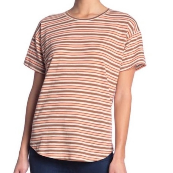 Madewell Whisper Cordoba Stripe Print Short Sleeve Crewneck T-Shirt‎ - Picture 1 of 10